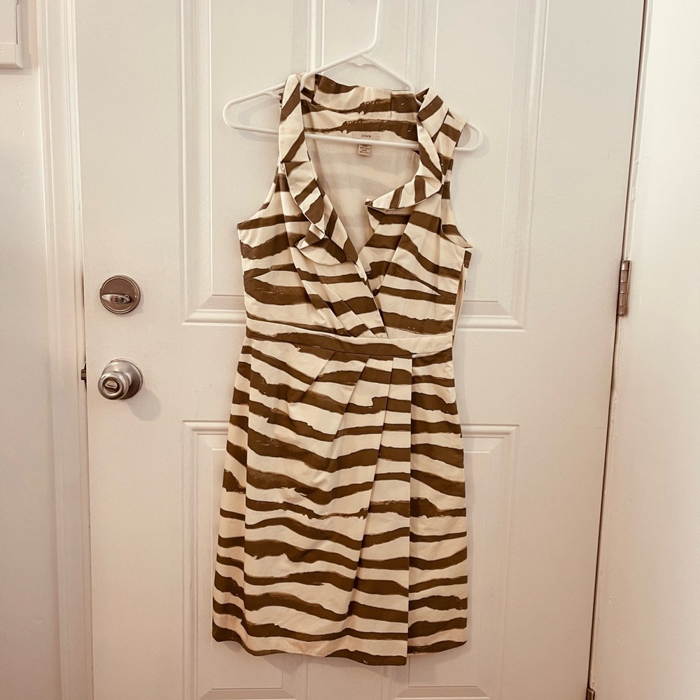 J. Crew Watercolor Animal Ruffle Faux-Wrap Dress 👗